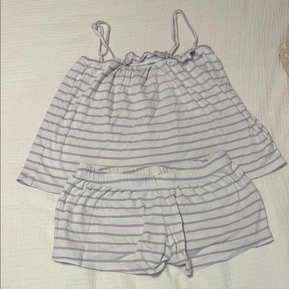Purple and White Striped Pajama Shorts Intimates